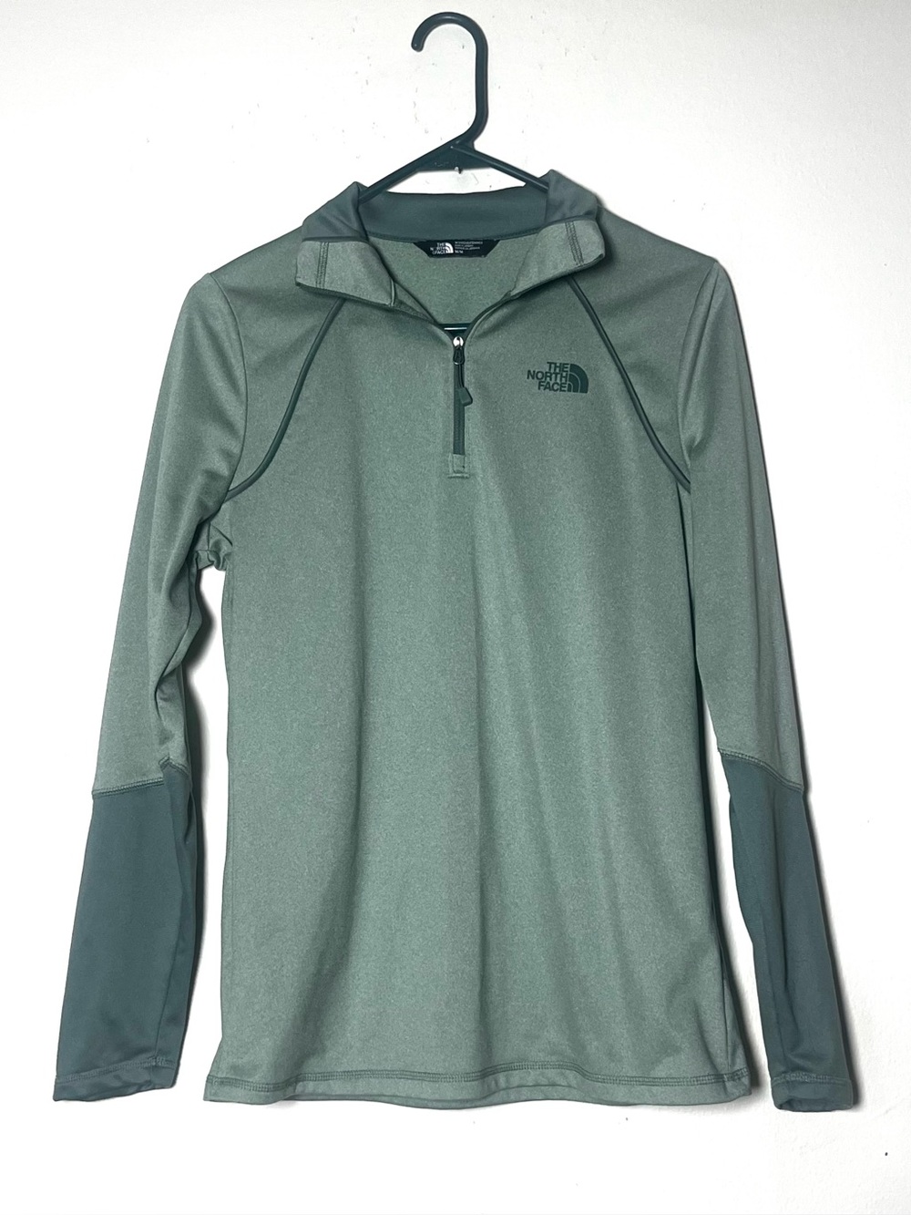 The North Face Women's Olive Green Half-Zip Hooded Pullover